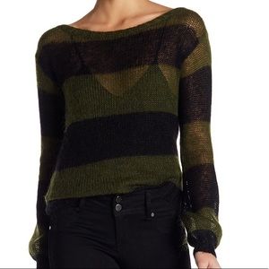 Billabong Boatneck Crew Striped Army Knit Sweater